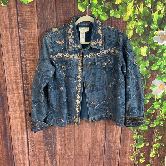 coldwater creek embroidered denim jacket